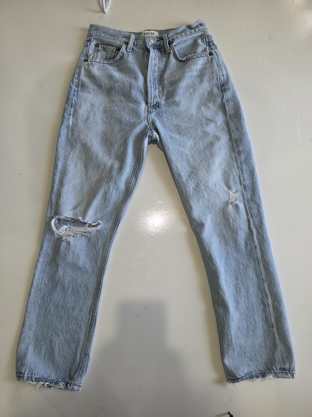 AGOLDE Light Blue Distressed Womans Jeans Size 25 Straight Legs
